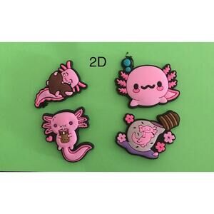 Shoe Charms, Jibbitz, Jibz Cute Axolotl 4 Pcs/2D